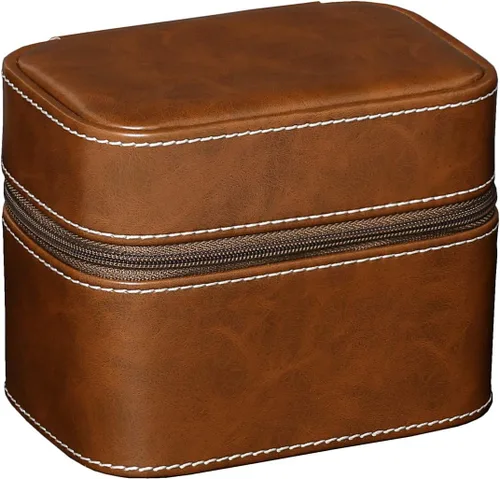 Vista 9 de Juego de regalo Caja de reloj de cuero con 10 ranuras con cajón de valet y funda de viaje para 2 relojes a juego, organizador de exhibición