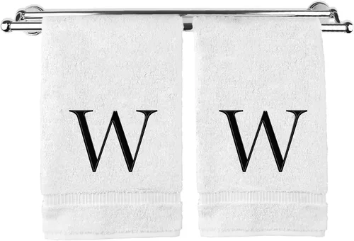 Vista 34 de Toalla de mano monogramada, regalo personalizado, juego de 2 - Toalla bordada con letra de bloque dorada - Extra absorbente 100% algodón turco