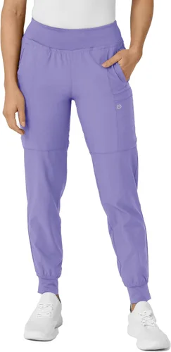 Vista 14 de Pantalón de hospital para mujer con cintura cómoda y estilo jogger, rojo, talla S Negro