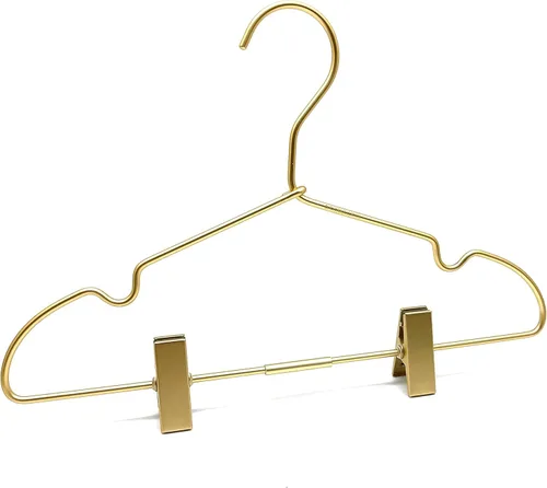 Vista 5 de Clips de ropa de bebé de metal dorado de 12.5 pulgadas para niños, colgador de ropa para niños, exhibición y almacenamiento, paquete de 10