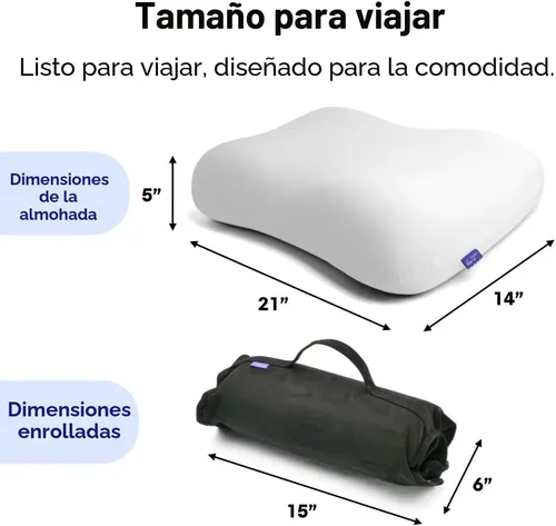 Vista 6 de Cushion Lab Almohada de Viaje para Sueño Profundo – Almohada de Cuello de Espuma Viscoelástica Compacta para Dormir, Almohada Portátil para Hoteles