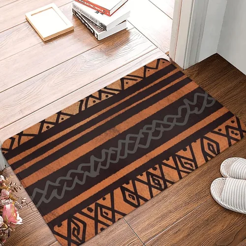 Vista 2 de Tapete de tela de barro africano con estampado tribal para puerta delantera, tapete de baño absorbente antideslizante para interiores, para entrada