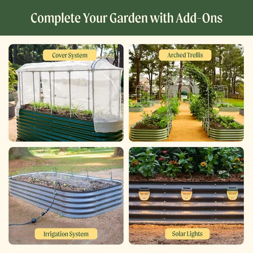 Vista 8 de Vego Garden Kits de cama de jardín elevada de 26" extra alta, caja de maceta elevada modular 4 en 1 para verduras, flores, frutas, cama de jardín
