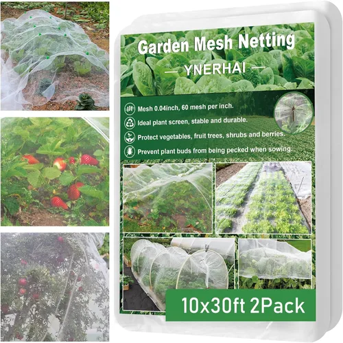 Vista 9 de Barrera de malla de jardín de 10 x 25 pies, red de plantas de árboles frutales para vegetales, arbustos de arándanos, cubierta de fila, protección