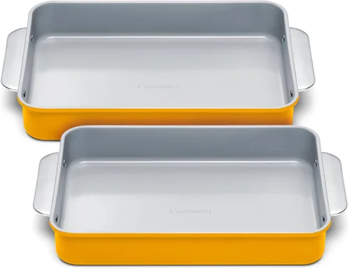 Vista 10 de Caraway Molde rectangular pequeño antiadherente de 9" x 6.5", no tóxico, sin PTFE ni PFOA, núcleo de acero aluminizado, bandeja para hornear