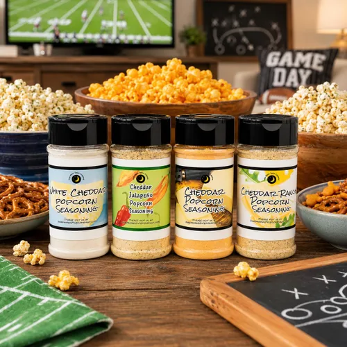 Vista 8 de Premium Paquete de 4 condimentos para palomitas Sabores variados de Cheddar
