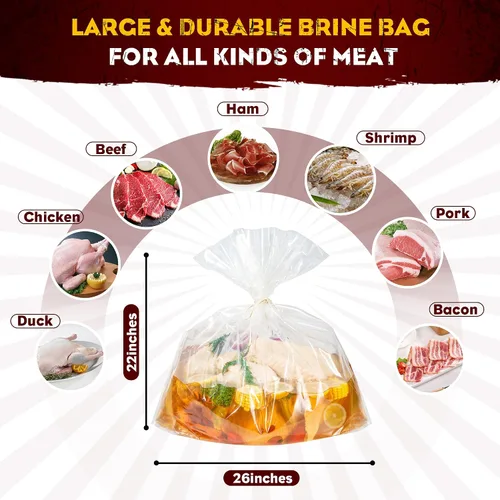Vista 6 de Bolsas de salmuera para pavo, paquete de 3, 26 x 22 pulgadas, bolsa de salmuera extra grande con capacidad para hasta 35 libras, bolsa de salmuera