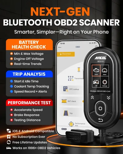 Vista 6 de ANCEL BD310 Escáner OBD2 y Lector de Códigos del Motor - Prueba Avanzada de Batería, Análisis de Viaje, Prueba de Rendimiento, Herramienta
