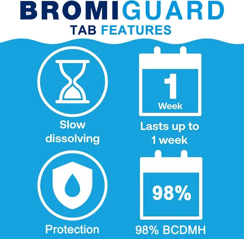 Vista 3 de BROMIGUARD Tabletas de Bromo de 1 Pulgada 1.8 Libras para Spa Jacuzzi Desinfectante Químico Sanitizante Tabletas de Bromo Tabletas de Bromación