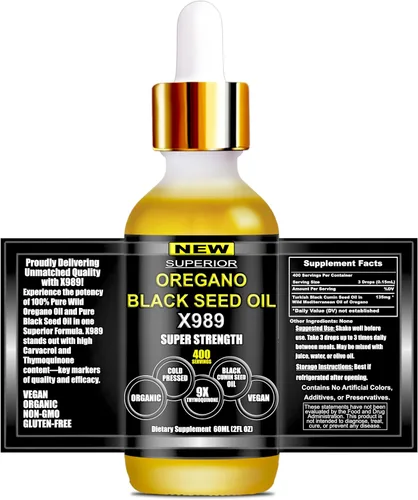 Vista 7 de Aceite de orégano con aceite de semilla negra – 400 porciones, aceite de orégano orgánico silvestre 2 en 1 con aceite de semilla negra para apoyo