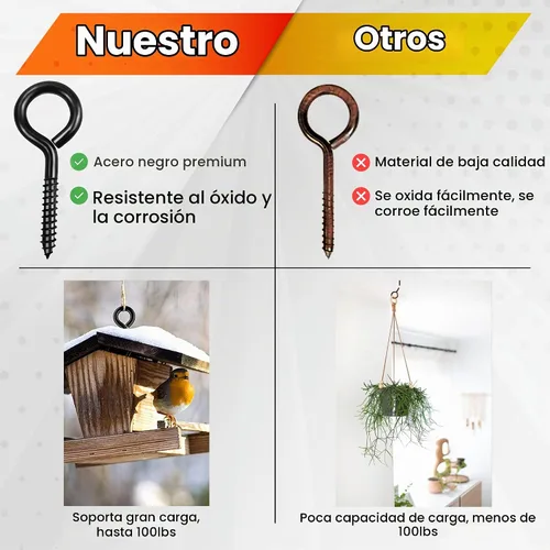 Vista 7 de PAMAZY - Ganchos de ojo de tornillo resistentes de 2.56 pulgadas, 12 ojales autorroscantes atornillados