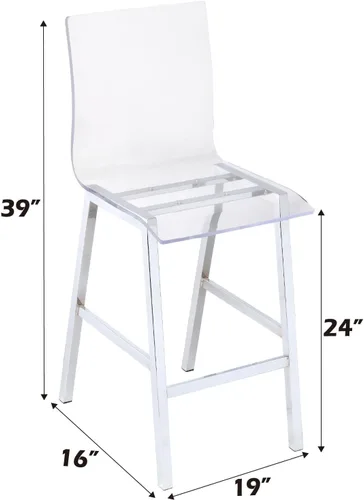 Vista 3 de Acme Silla de barra de acrílico transparente de 39 pulgadas de alto, taburete de bar para cocina, isla de comedor, patas de metal fácil montaje