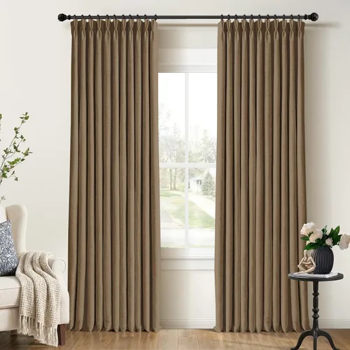 Vista 37 de CAPALOCA Cortinas extra de 60 pulgadas de ancho 100% opacas de 96 pulgadas Desnudo Natural