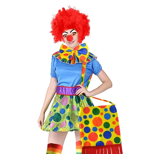 Vista 6 de jiebor Juego de 2 disfraz de payaso rojo, accesorios para la nariz, pajarita, guantes blancos para fiestas de Halloween, carnavales