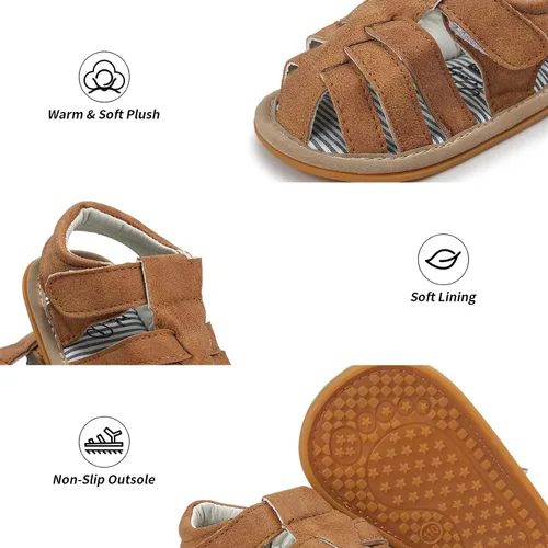 Vista 3 de Sandalias para bebé niña niño, suela antideslizante suave de primera calidad, sandalias de bebé para bebé, zapatos de playa casuales de verano