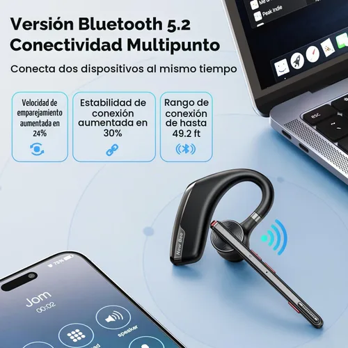 Vista 4 de New Bee Auriculares Bluetooth, auricular Bluetooth con cancelación de ruido