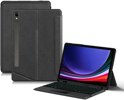 Vista 11 de Funda de teclado para Samsung Galaxy Tab S6 Lite de 10.4 pulgadas 2024/2022/2020 con panel táctil, retroiluminación inteligente de 7 colores, funda