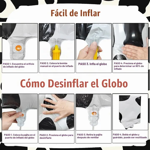 Vista 5 de Suministros de decoración de cumpleaños de globos con estampado de vaca, globo número 0 de 40 pulgadas, decoraciones de fiesta de cumpleaños