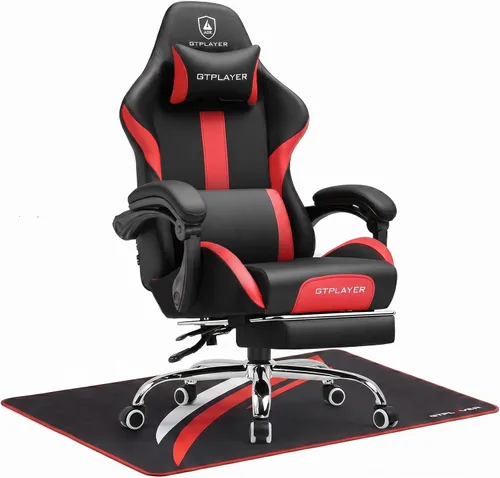 Vista 17 de GTPLAYER Silla de juegos con cojín de resorte de bolsillo, silla de oficina de cuero con respaldo alto ergonómico y soporte lumbar para aliviar