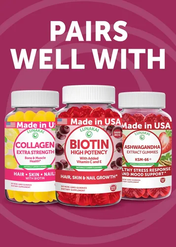Vista 8 de Lunakai USA Made Super Hair Gummies con biotina, zinc, extracto de cola de caballo y palma enana americana – Vitaminas para el crecimiento