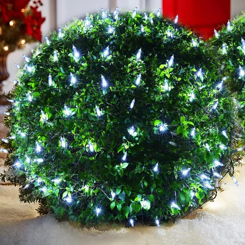 Vista 9 de Efunly Red de luces LED de Navidad para arbustos al aire libre, 100 LED de 5 x 5 pies, impermeable, 8 modos de luces de malla conectables