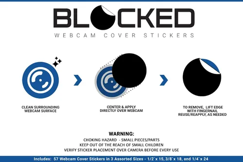 Vista 6 de Cubiertas de vinilo para cámara web/cámara apilables bloqueadas 57 adhesivos para cámara web reposicionables de baja adherencia 3 tamaños Pack