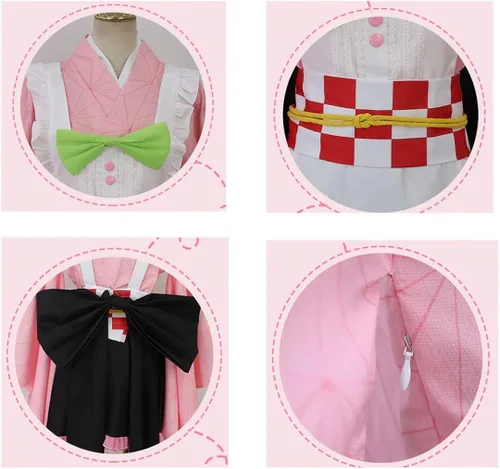 Vista 7 de Yunbei Disfraz de kimono japonés Kamado Nezuko para cosplay traje de bata Kanroji Mitsuri Yukata