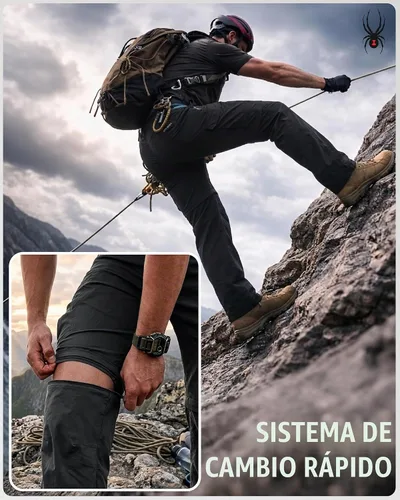 Vista 6 de Spyder Mens Hiking Pants - Easy Care Convertible Zip-Off Lightweight Cargo Negro