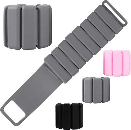 Vista 3 de Muñequera ajustable de 2 libras para mujer, pesas de tobillo, juego de 2 piezas de silicona, impermeable, cómodo y transpirable, ideal para yoga