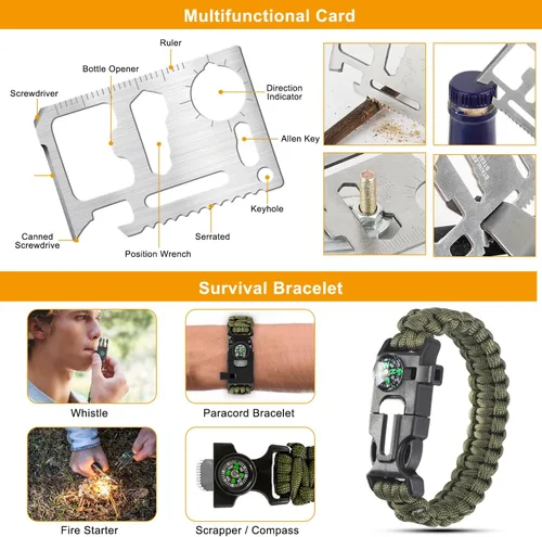 Vista 5 de Survival Kit, Camping Tools for Hiking, Fishing & Emergencies