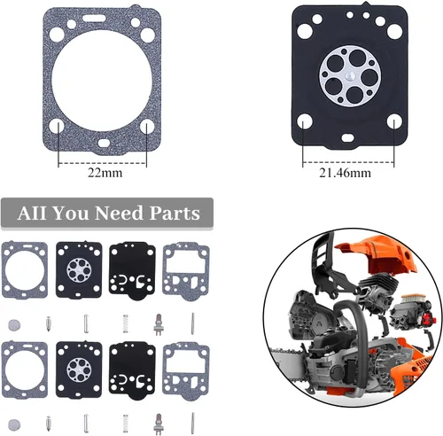 Vista 2 de Kit de reparación de diafragma de carburador para Husqvarna 435 435E 235 236 240 Jonsered CS2234 CS2238 Motosierra, RB-149 Carburador Reconstrucción