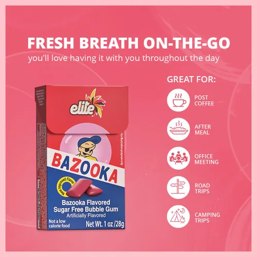 Vista 4 de Elite Must Sugar Gum Classic Flavor Bazooka, 1oz (paquete de 16) Producto de Israel