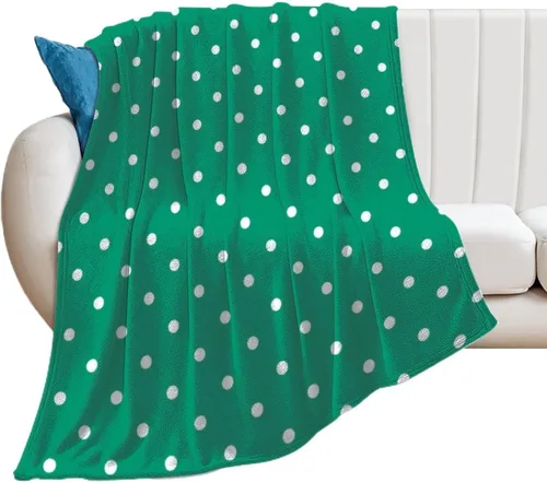Vista 15 de Manta de felpa de lunares blanco aguamarina, suave y acogedora, manta de franela para todas las estaciones, para sofá, cama, 40 x 50 pulgadas