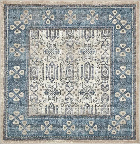 Vista 17 de Unique Loom Salzburg Collection - Alfombra clásica de diseño tradicional de inspiración oriental, 2 x 3 pies, color beige y azul