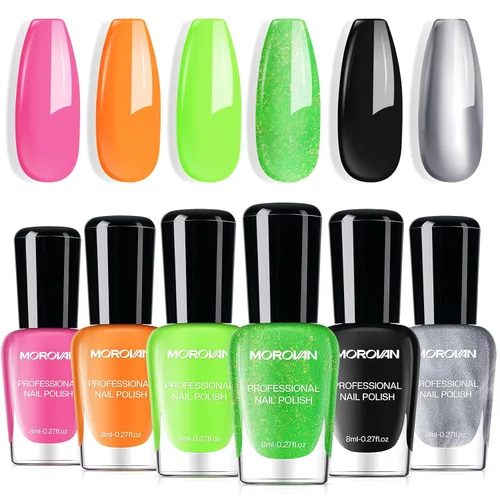 Vista 13 de Morovan Juego de esmalte de uñas degradado: esmalte de uñas de perlas de primavera y verano, esmalte de uñas rosa, azul, morado, secado rápido