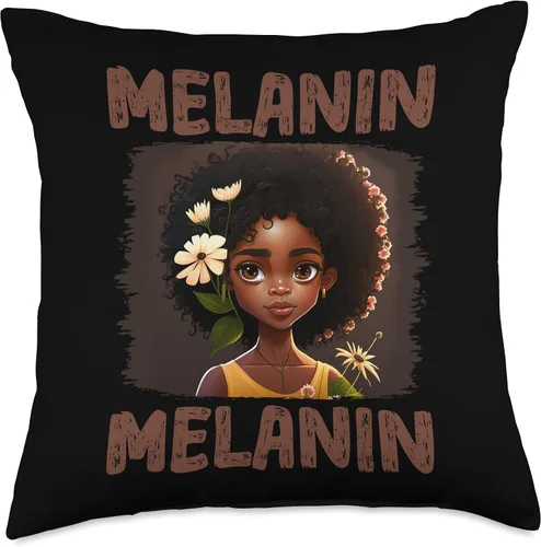 Vista 4 de Cute Melanin Afro Natural Hair Queen Black Girl Magic Pride Throw Pillow