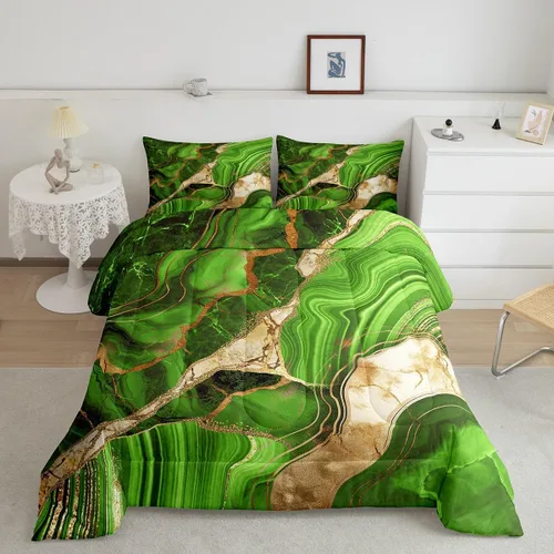 Vista 30 de Juego de edredón de mármol negro individual, ropa de cama dorada agrietada para adultos, hombres y mujeres, juegos de edredón de textura metálica