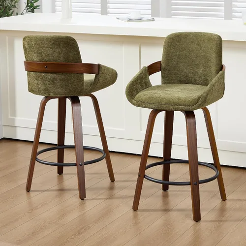 Vista 15 de VipDesk - Taburetes de bar giratorios, taburetes de bar de 26" de altura de mostrador con respaldo y brazos, sillas de bar tapizadas modernas