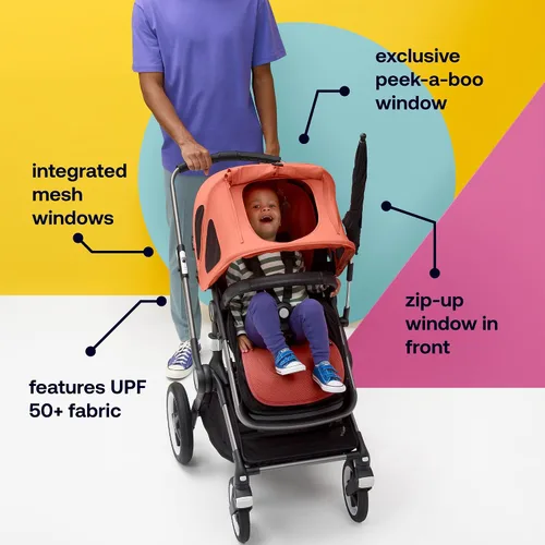 Vista 4 de Bugaboo Toldo Breezy con paneles de ventilación y mosquitera integrada, compatible con cochecitos Fox, Cangaroo, Cameleon 3 y Lynx, tela UPF 50+