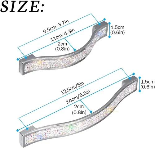 Vista 2 de SAVORI Tiradores para Cajones con Manija de Cristal Brillante, para Cajones, Alacena, Armario, Closet, Guardarropa, Puerta de Mueble, Manija Moderna