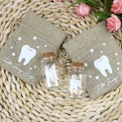 Vista 3 de Free-Space Juego de bolsas de hadas de dientes con 2 botellas de vidrio pequeñas - Recuerdo para niños