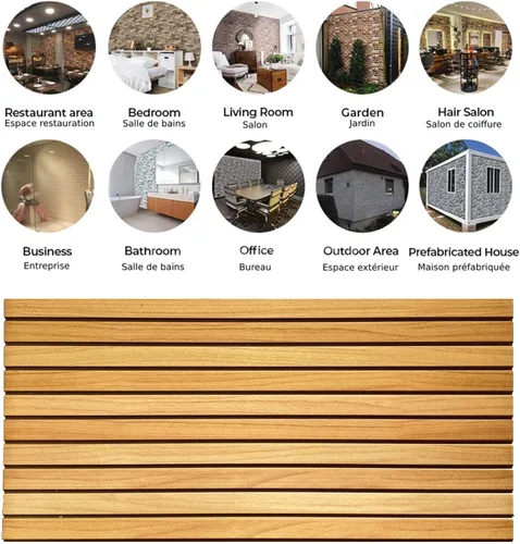Vista 5 de Dundee Deco Paneles de pared 3D con efecto de madera, revestimiento, paneles de pared de aspecto de madera marrón amarillento, revestimiento