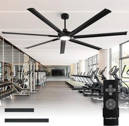 Vista 11 de Ventiladores de techo con luces y control remoto, ventilador de techo industrial negro de 75 pulgadas
