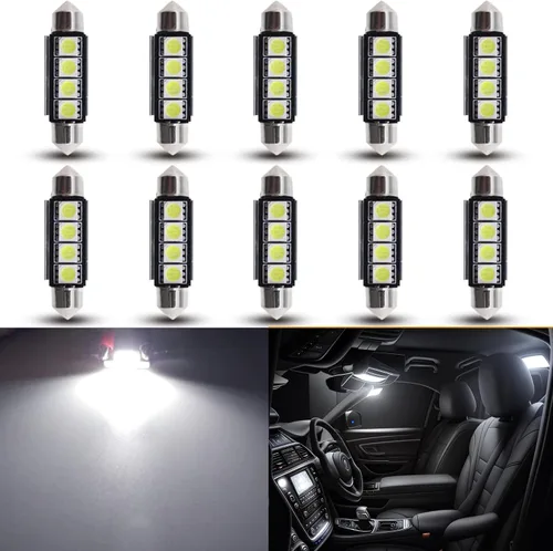 Vista 18 de Bombillas LED Festoon 6411 6418 C5W de 9 a 30 V extremadamente brillantes, sin errores, 1.5 pulgadas, 1.417 in para luces de cúpula de mapa