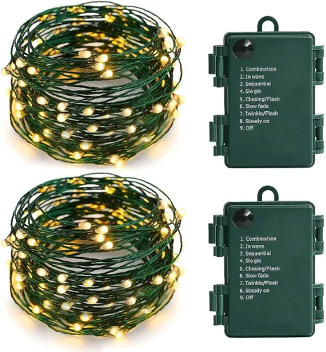 Vista 10 de Luces estrelladas que funcionan con pilas, 50 micro LED de 18 pies, blanco cálido, impermeable, árbol de Navidad, corona, boda de bricolaje