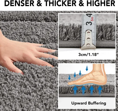 Vista 6 de Deconovo Alfombra de baño antideslizante, ultrasuave, de secado rápido, súper absorbente, lavable a máquina, alfombra de felpa prémium para baño