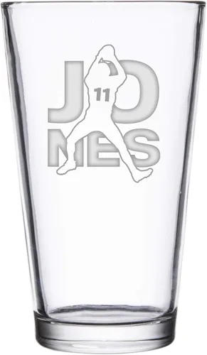 Vista 23 de Hat Shark Jugador atlético deportivo de fútbol – Vasos de pinta grabados con láser para cerveza, jarra de 16 onzas (Allen #17)