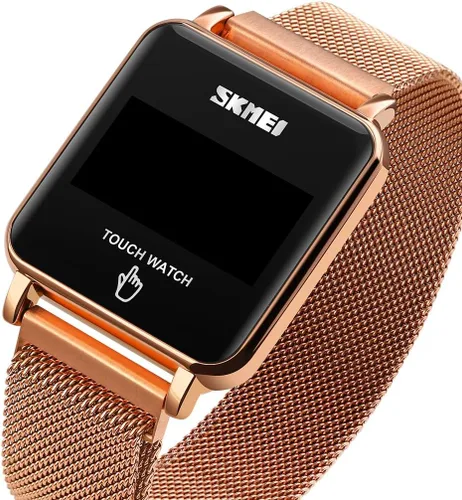 Vista 4 de Gosasa Pantalla táctil Pantalla LED Relojes digitales Marca de moda Acero inoxidable Full Steel Impermeable Relojes de pulsera Hombre1589 (oro rosa)