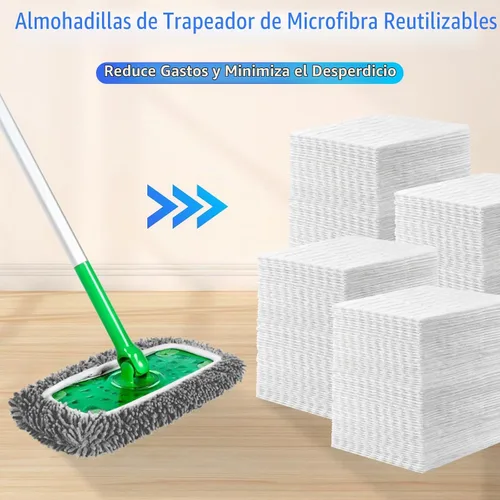 Vista 7 de Reusable Microfiber Mop Pads Compatible with Sweeper Mop,Wet pad Refills Chenille - Gris