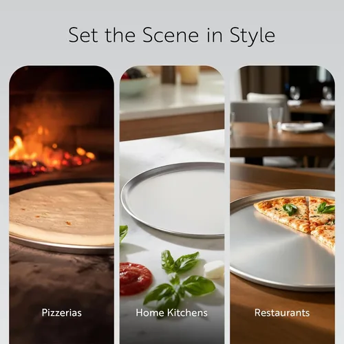 Vista 4 de Restaurantware Met Lux - Bandeja de cocina para pizza comercial de 10 pulgadas, 1 bandeja de cocina para pizza estilo cupé – Bandeja redonda